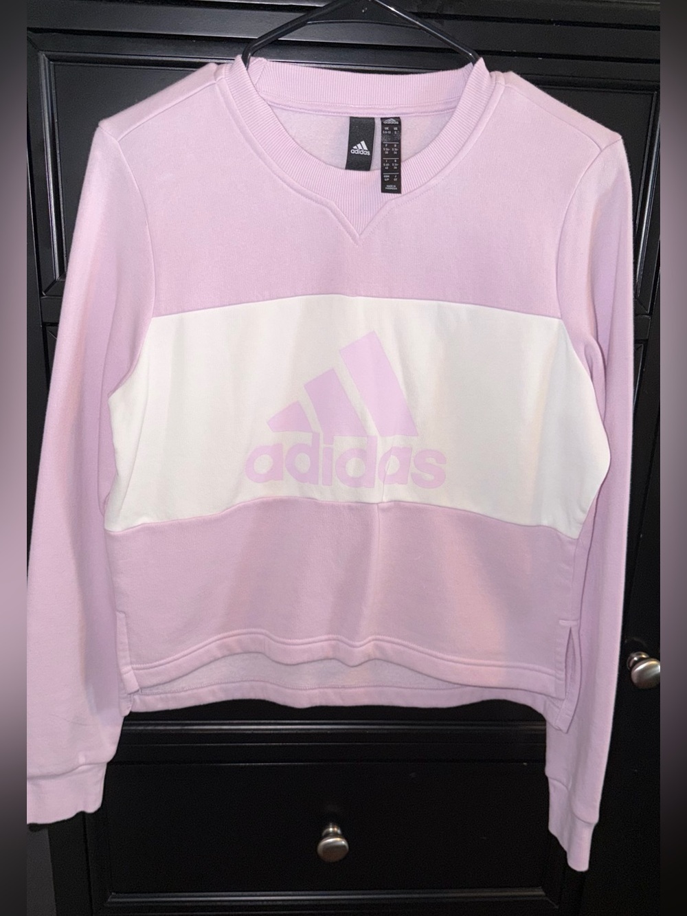 adidas Pink and White Colorblock Crewneck Sweatshirt